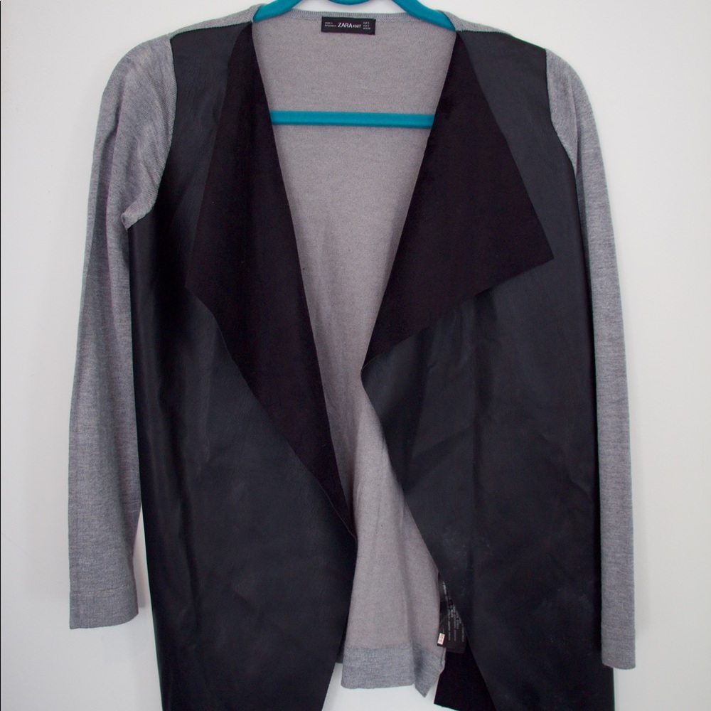 Zara Leather and Grey Sweater